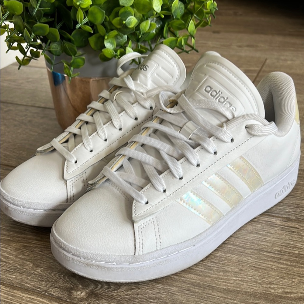 Adidas White Sneakers with Pearl Highlights